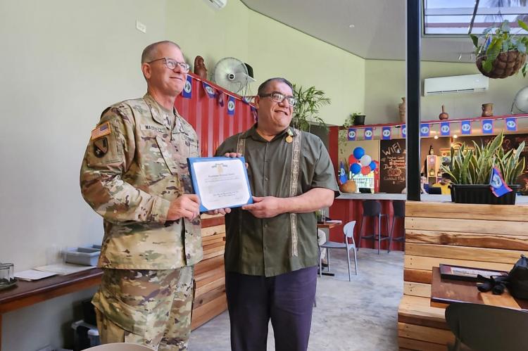 Major General Keith Waddell and Minister of National Defence, Hon Florencio Marin Jr