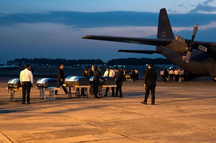 Mexican Air Force Plane assist with transporting Victims of the fire